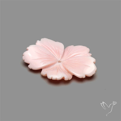 Pink Conch Shell Floral Carving (not flat backed)