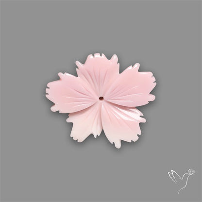Pink Conch Shell Floral Carving (not flat backed)