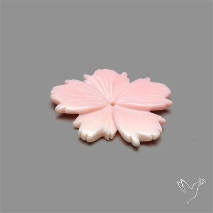 Pink Conch Shell Floral Carving (not flat backed)