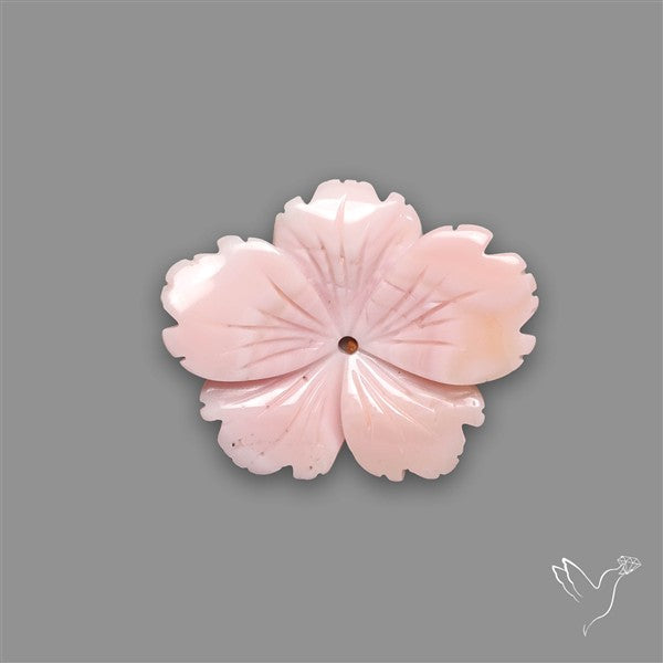 Pink Conch Shell Floral Carving (not flat backed)