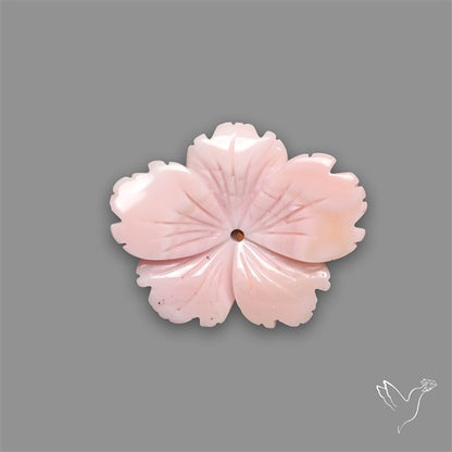 Pink Conch Shell Floral Carving (not flat backed)