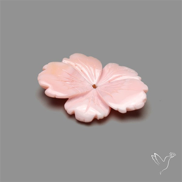Pink Conch Shell Floral Carving (not flat backed)