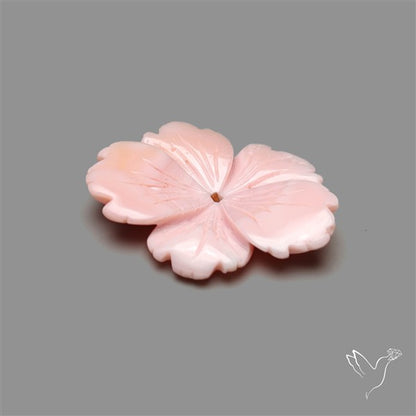 Pink Conch Shell Floral Carving (not flat backed)