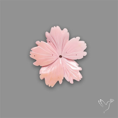 Pink Conch Shell Floral Carving (not flat backed)