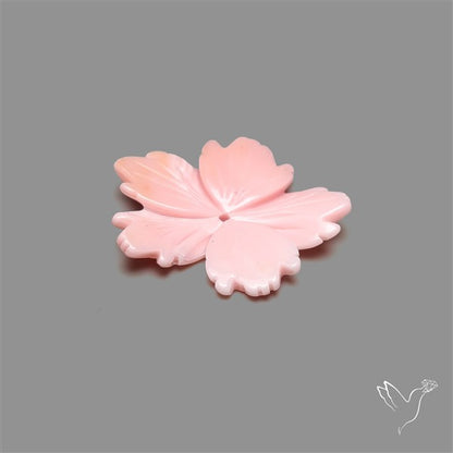 Pink Conch Shell Floral Carving (not flat backed)