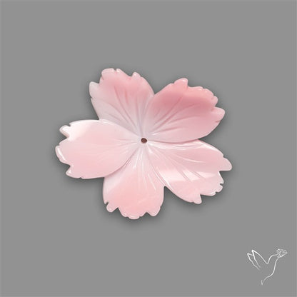 Pink Conch Shell Floral Carving (not flat backed)