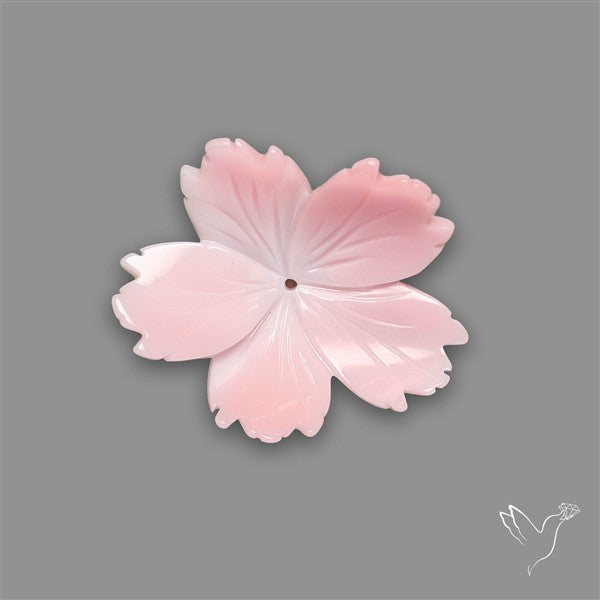Pink Conch Shell Floral Carving (not flat backed)