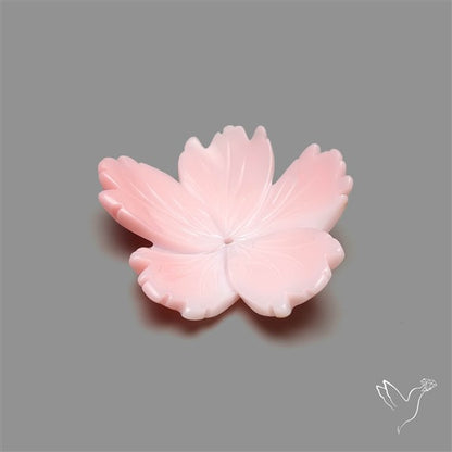 Pink Conch Shell Floral Carving (not flat backed)