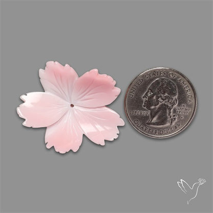 Pink Conch Shell Floral Carving (not flat backed)