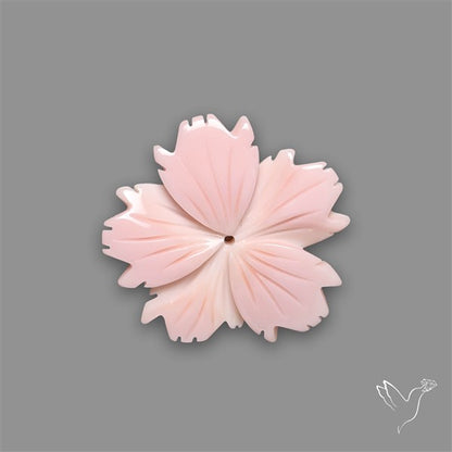 Pink Conch Shell Floral Carving (not flat backed)