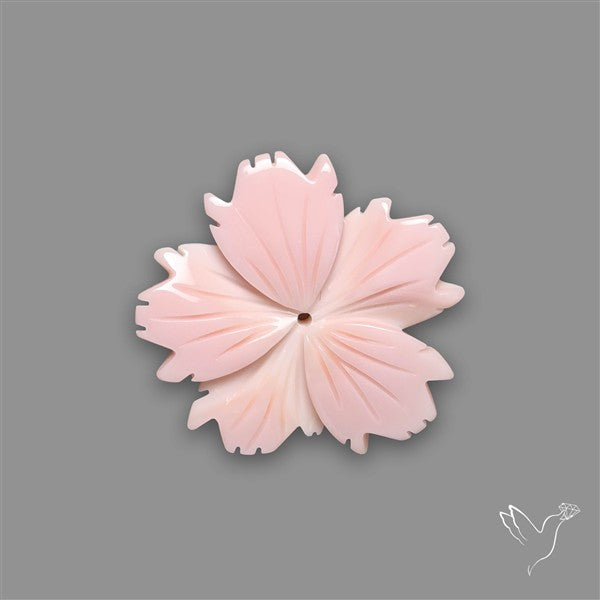 Pink Conch Shell Floral Carving (not flat backed)
