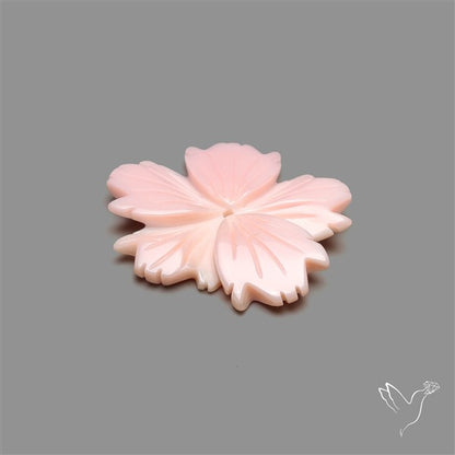 Pink Conch Shell Floral Carving (not flat backed)