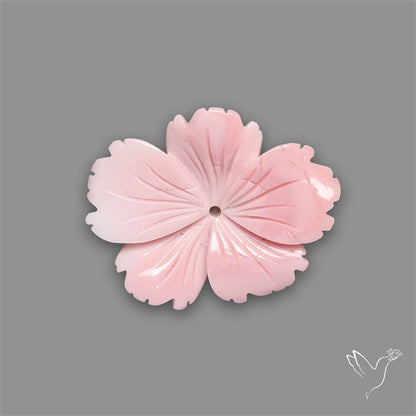 Pink Conch Shell Floral Carving (not flat backed)