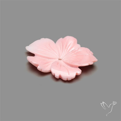 Pink Conch Shell Floral Carving (not flat backed)