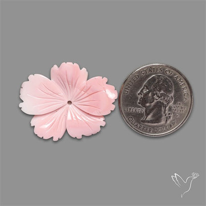 Pink Conch Shell Floral Carving (not flat backed)