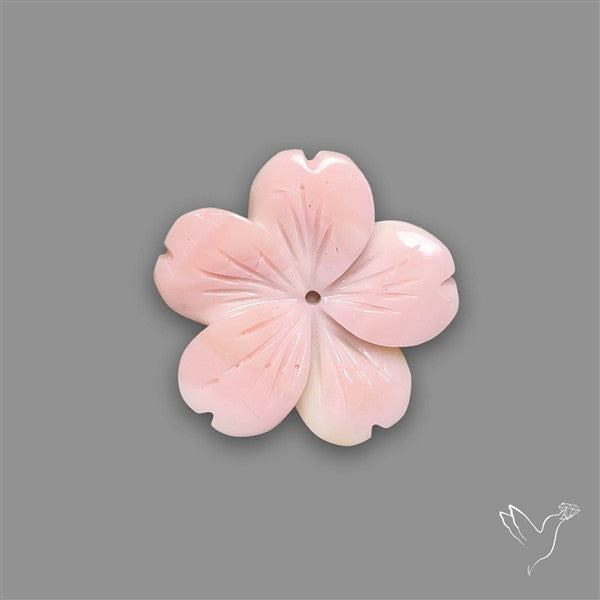 Pink Conch Shell Floral Carving (not flat backed)