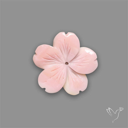 Pink Conch Shell Floral Carving (not flat backed)
