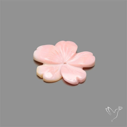 Pink Conch Shell Floral Carving (not flat backed)