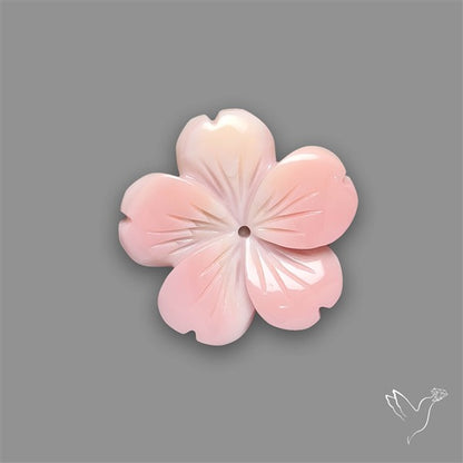 Pink Conch Shell Floral Carving (not flat backed)