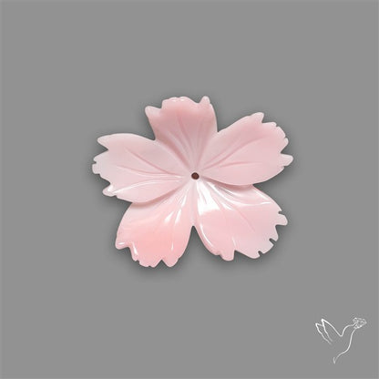 Pink Conch Shell Floral Carving (not flat backed)