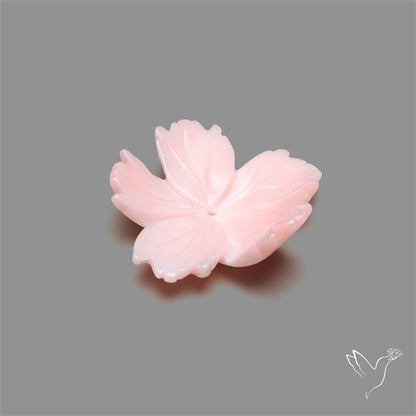 Pink Conch Shell Floral Carving (not flat backed)