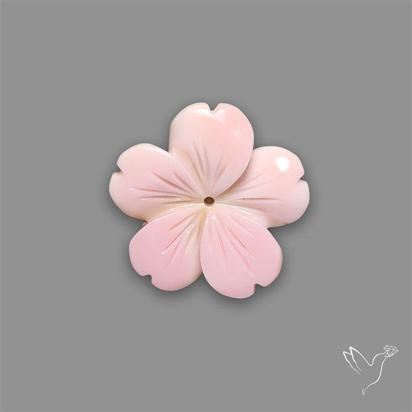 Pink Conch Shell Floral Carving (not flat backed)
