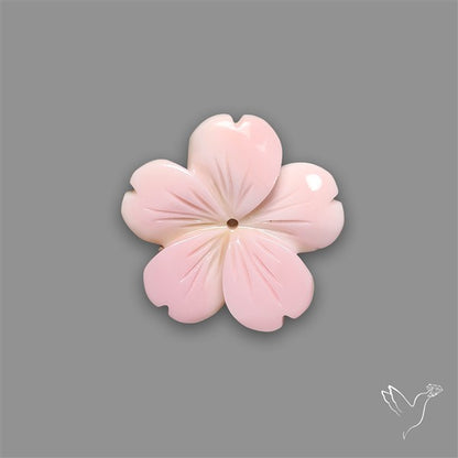 Pink Conch Shell Floral Carving (not flat backed)