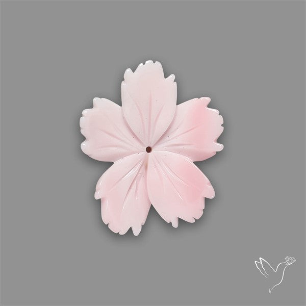 Pink Conch Shell Floral Carving (not flat backed)