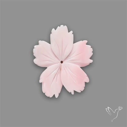 Pink Conch Shell Floral Carving (not flat backed)
