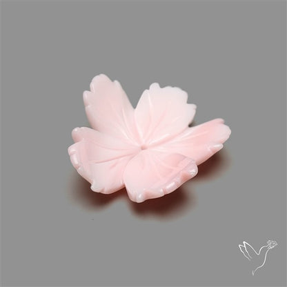 Pink Conch Shell Floral Carving (not flat backed)