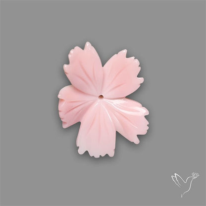 Pink Conch Shell Floral Carving (not flat backed)