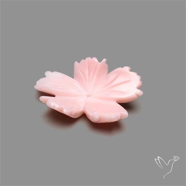 Pink Conch Shell Floral Carving (not flat backed)