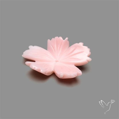 Pink Conch Shell Floral Carving (not flat backed)