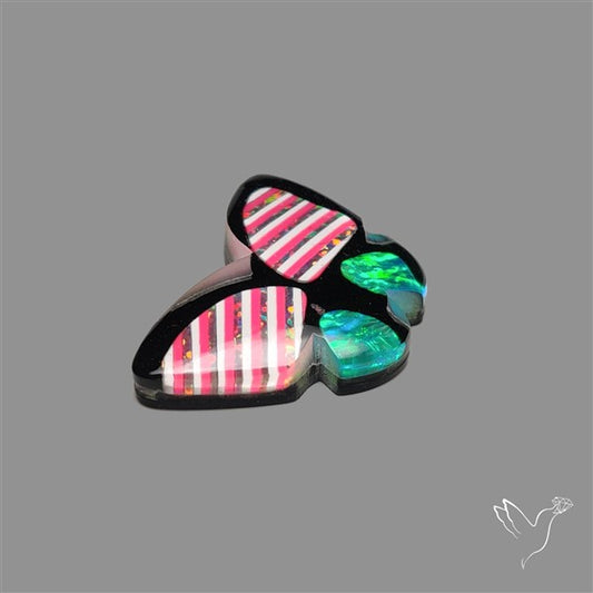 Aurora Opal With Black Onyx Butterfly Carving Doublet