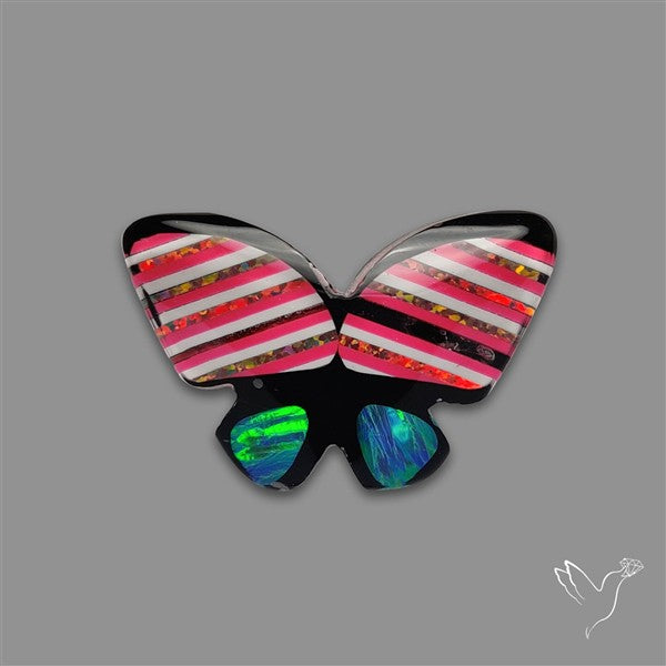 Aurora Opal With Black Onyx Butterfly Carving Doublet