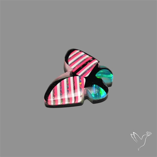 Aurora Opal With Black Onyx Butterfly Carving Doublet