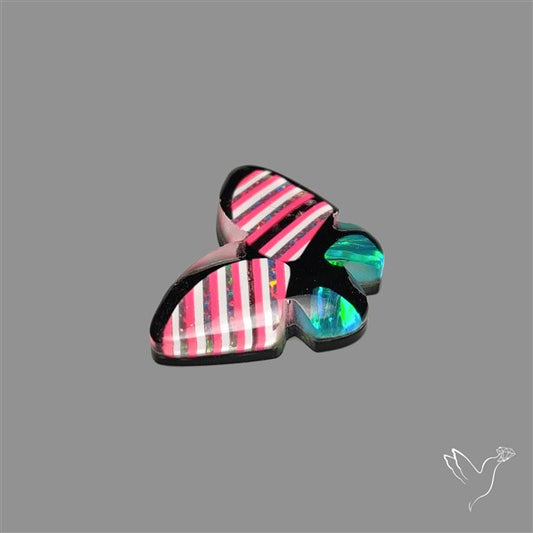 Aurora Opal With Black Onyx Butterfly Carving Doublet