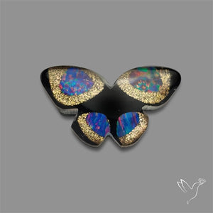 Aurora Opal With Black Onyx Butterfly Carving Doublet