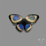 Aurora Opal With Black Onyx Butterfly Carving Doublet