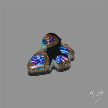 Aurora Opal With Black Onyx Butterfly Carving Doublet