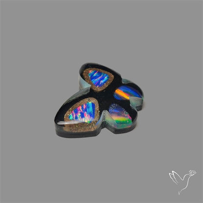 Aurora Opal With Black Onyx Butterfly Carving Doublet