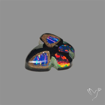 Aurora Opal With Black Onyx Butterfly Carving Doublet