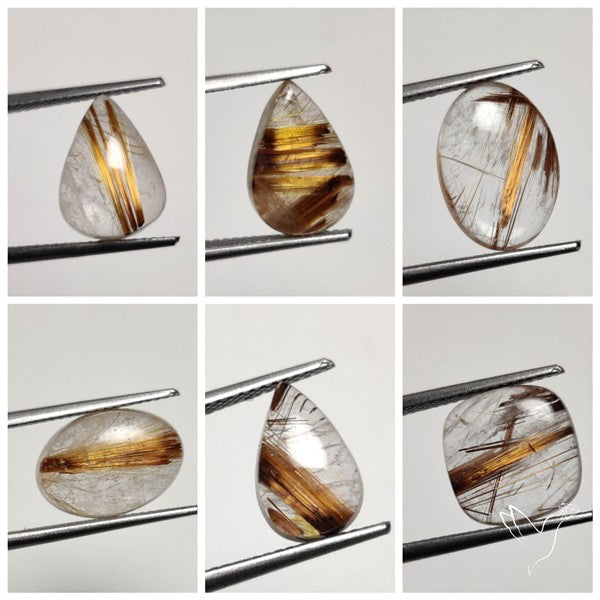 Golden Rutilated Quartz Cabochons Lot