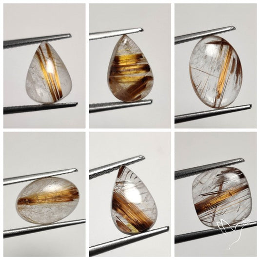 Golden Rutilated Quartz Cabochons Lot