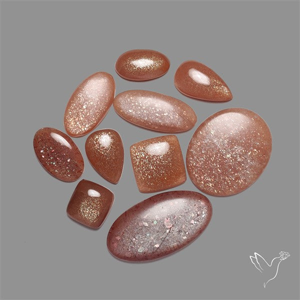 Sunstone In Peach Moonstone Cabochons Lot