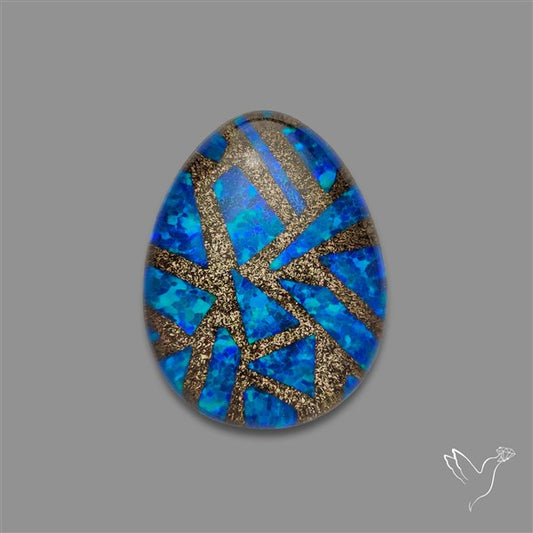 Blue Aurora Opal Copper Mosaic Doublet