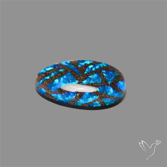Blue Aurora Opal Copper Mosaic Doublet
