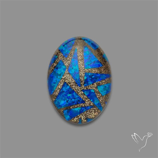 Blue Aurora Opal Copper Mosaic Doublet