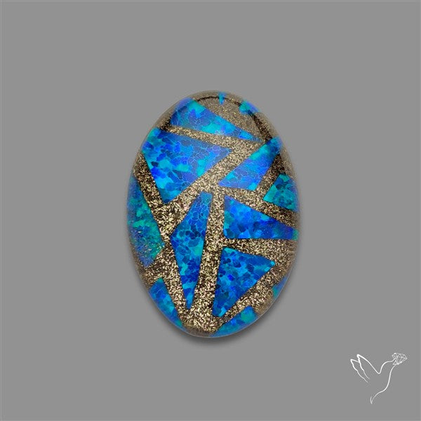 Blue Aurora Opal Copper Mosaic Doublet