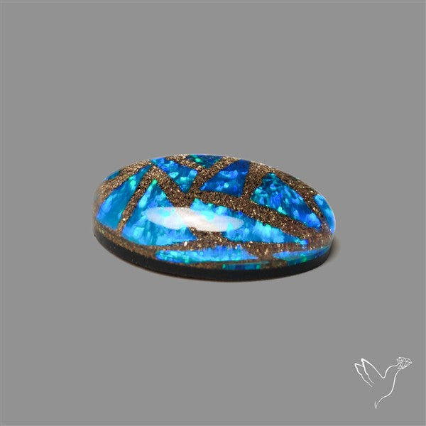 Blue Aurora Opal Copper Mosaic Doublet